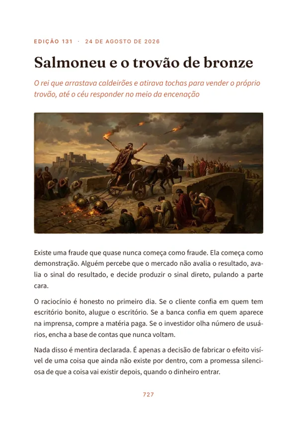 Página 727 do volume: abertura da edição 131, Salmoneu e o trovão de bronze