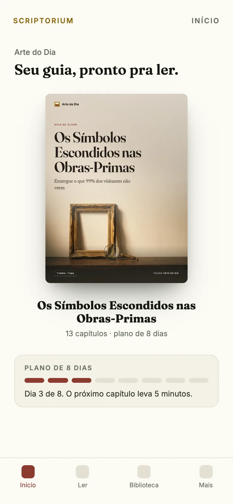 O guia Os Símbolos Escondidos nas Obras-Primas aberto no app
